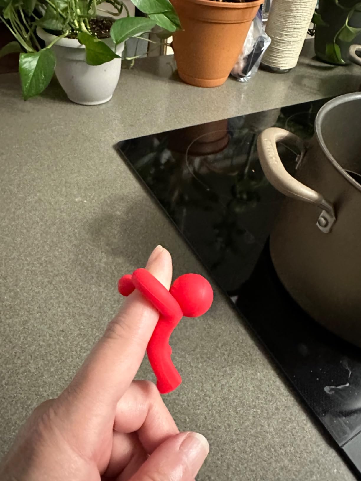 Hug Doug Spoon Saver | Spoon Holder and Lid Lifter Stopping The Spoon from Falling in | Silicone Spoon Rest | Stove Spoon Holder | Cool Kitchen Gadgets & Cute Kitchen Accessories | by Monkey Business customer photo 1
