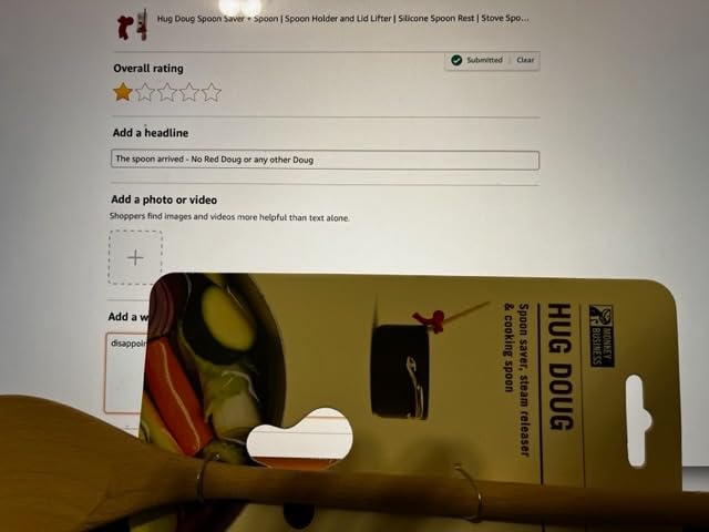 Hug Doug Spoon Saver | Spoon Holder and Lid Lifter Stopping The Spoon from Falling in | Silicone Spoon Rest | Stove Spoon Holder | Cool Kitchen Gadgets & Cute Kitchen Accessories | by Monkey Business customer photo 2