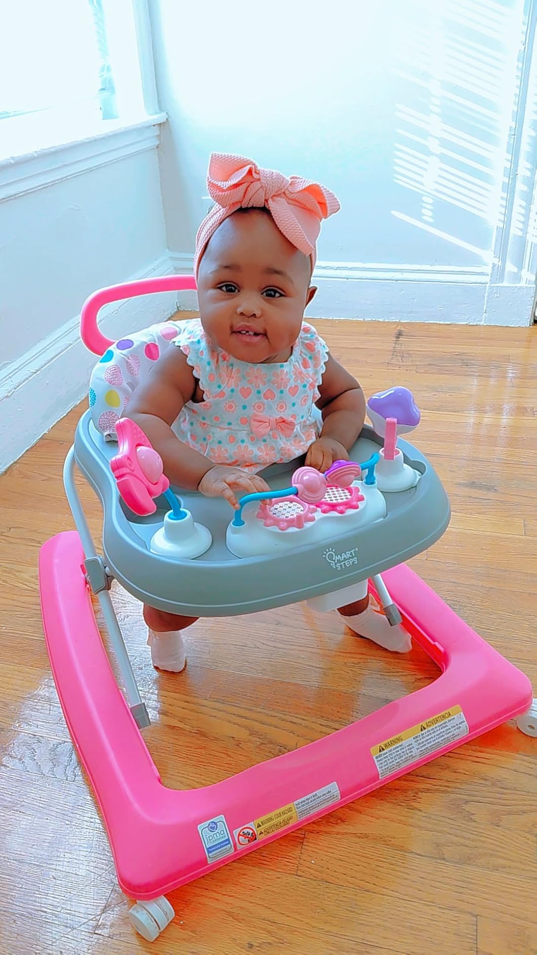 Smart Steps Trend Activity Walker with Removeable Toy Bar, Multi-Directional Front Wheels, Tray, Adjustable Height and Flat Fold Frame for Storage, Ages 6 Months +, Emily Pink customer photo 2