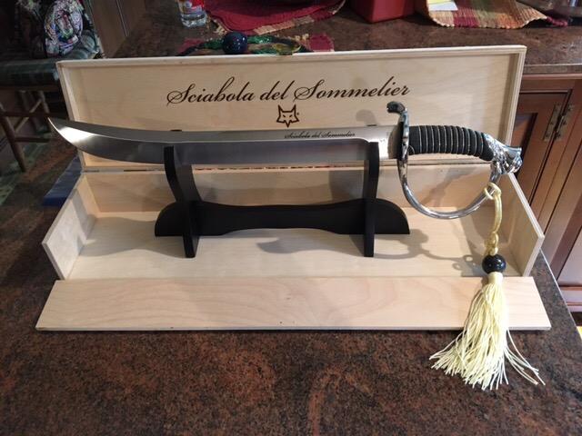 Fox Knives Maniago Italy Champagne Saber, Sciabola del Sommelier Celebration Saber, Stainless Steel Ceremonial Bottle Opener, Nickel Finish Handle, Wooden Display Box customer photo 1