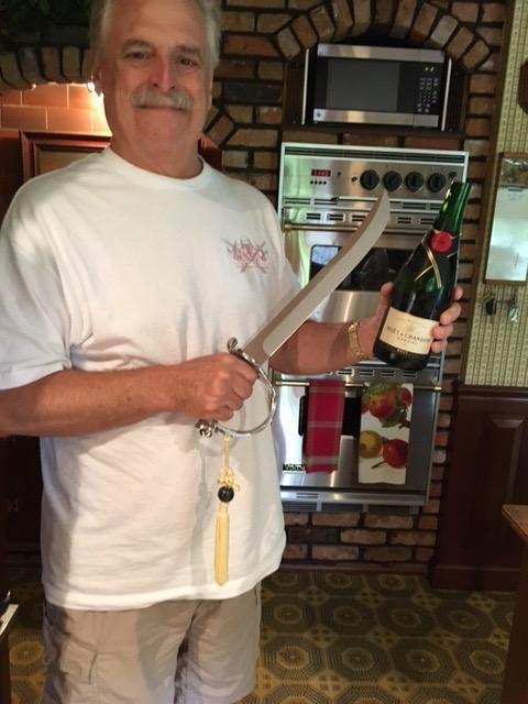 Fox Knives Maniago Italy Champagne Saber, Sciabola del Sommelier Celebration Saber, Stainless Steel Ceremonial Bottle Opener, Nickel Finish Handle, Wooden Display Box customer photo 2
