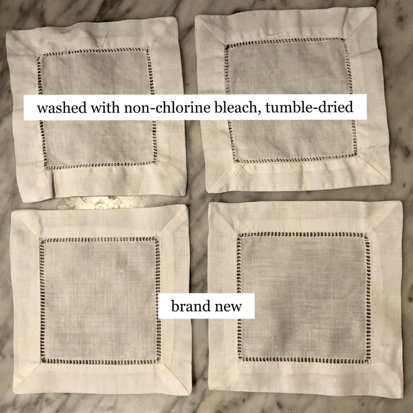 Bumblebee Linens White Linen Hemstitched Cocktail Napkins- 1 Dozen 6 X 6- Ladder Hem Stitch Cloth Napkin Coasters customer photo 1
