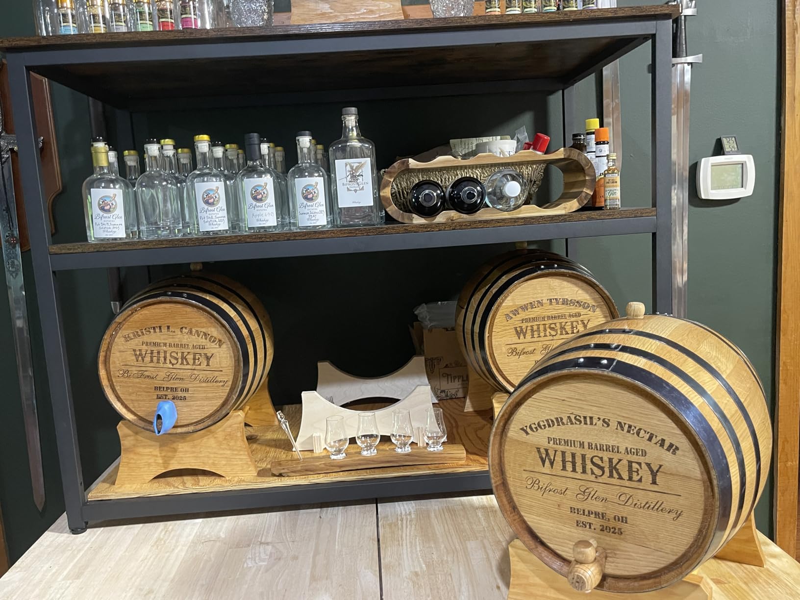 Personalized 1 Liter Oak Aging Barrel Liquor Dispenser w/Wood Stand, Bung & Spigot - Age Cocktails, Bourbon, Whisky, Rum, Tequila, Mead Wine - 1L Mini Whiskey Barrels (P5) customer photo 2