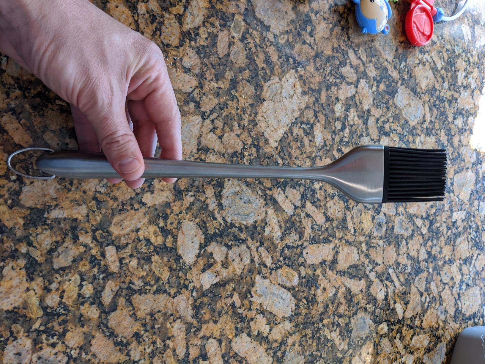 Heavy-duty BBQ Basting Brush by HQY - Silicone Bristles with 12 Inch Stainless Steel Handle - Make Grilling Easy - 5 Year Guarantee customer photo 2