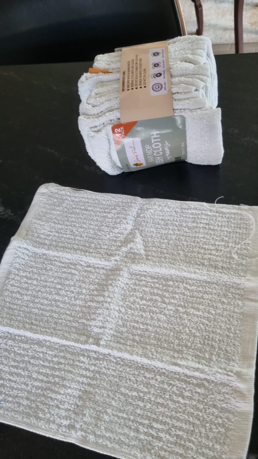 Living Fashions Bar Mop Cleaning Kitchen Dish Cloth Towels, 100% Cotton, Machine Washable, Everyday Kitchen Basic Utility Bar Mop Dishcloth Set of 12, White customer photo 1