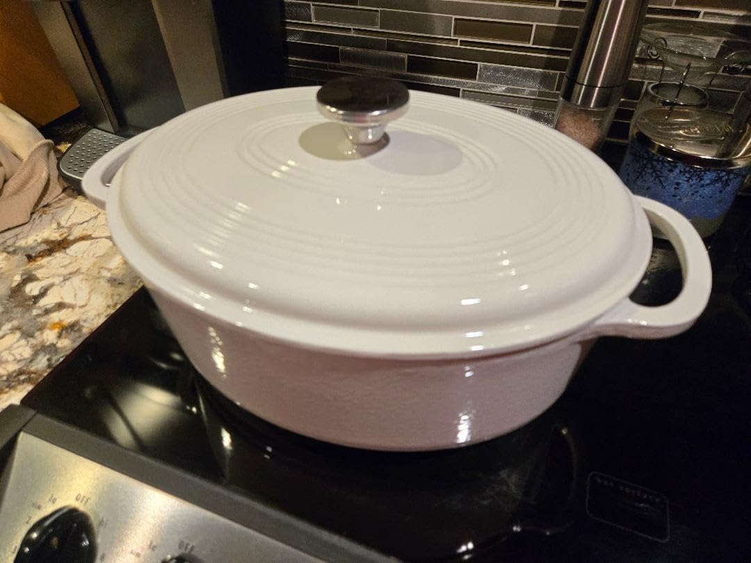 Lodge 7 Quart Enameled Cast Iron Oval Dutch Oven with Lid - Dual Handles - Oven Safe up to 500° F customer photo 2