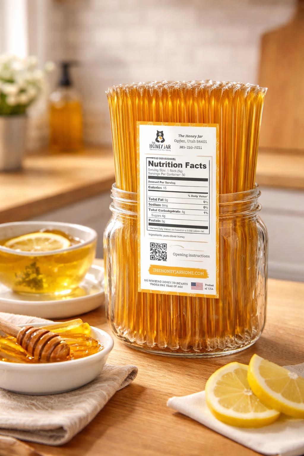 The Honey Jar Plain Honey Sticks - Pure Honey Straws For Tea, Coffee, or a Healthy Treat - One Teaspoon of Flavored Honey Per Stick - Made In The USA with Real Honey - (50 Count) customer photo 2