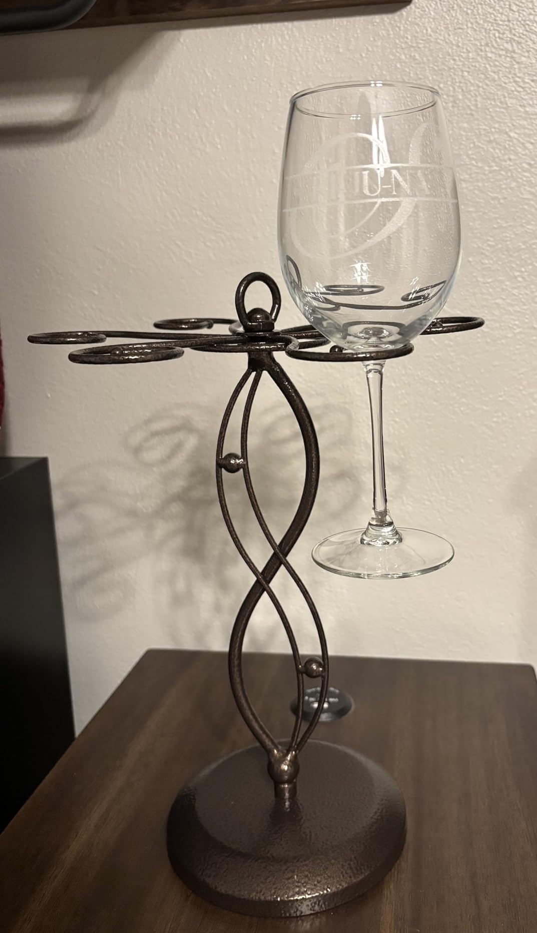 MyGift 6-Hook Rotating Wine Glass Rack with Sturdy Base & Scrollwork Design - Black Metal Countertop Stemware Holder, Rust-Resistant, Space-Saving Storage for Kitchen, Bar, Dining Table customer photo 1