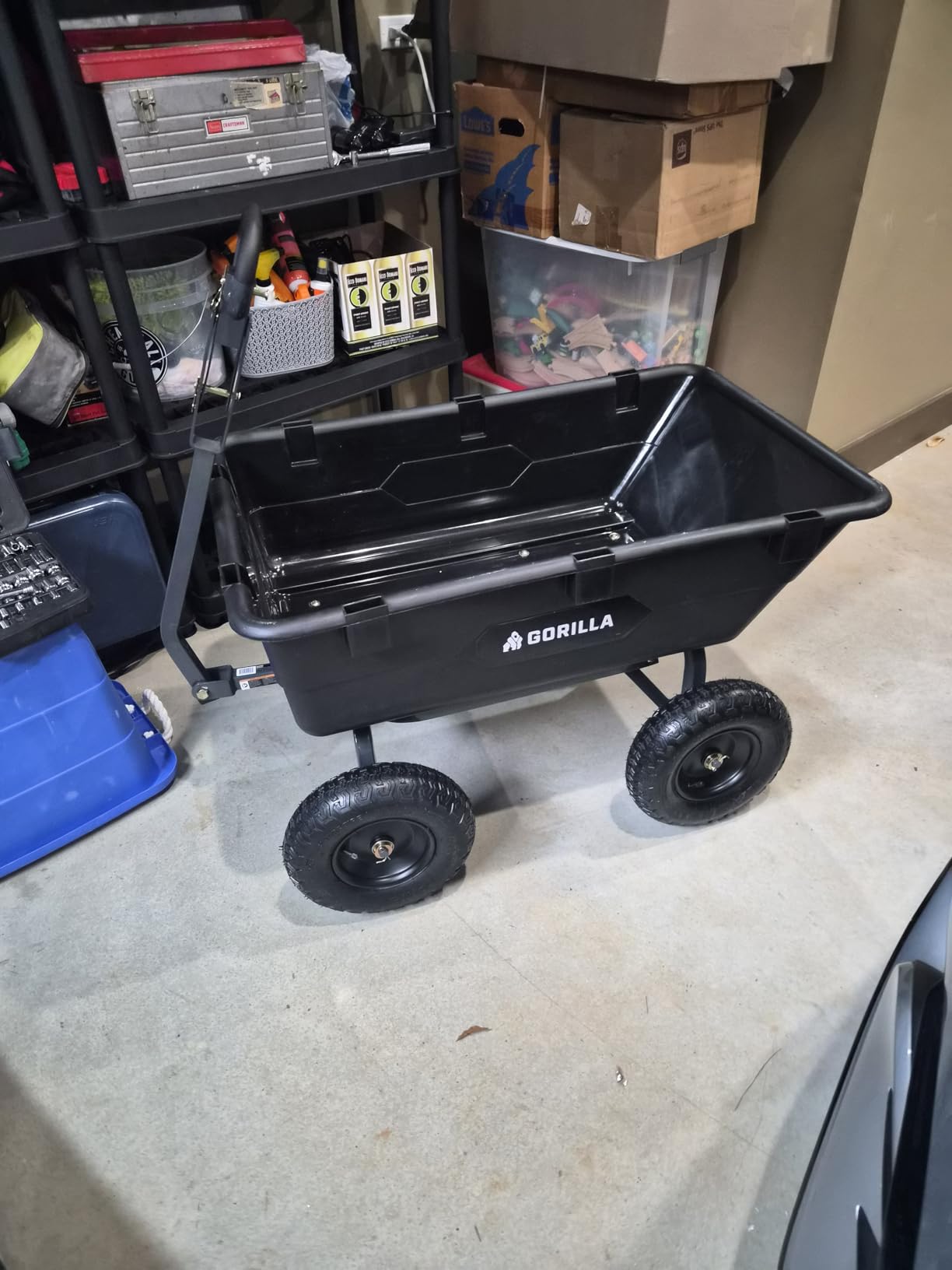 Gorilla Carts Heavy-Duty Poly Yard Dump Cart, 6 Cu Ft Tub, 1200 lb Haul Capacity, Black - Towable Utility Wagon with Quick-Release Dumping & Pneumatic Tires for Landscaping and Gardening customer photo 2