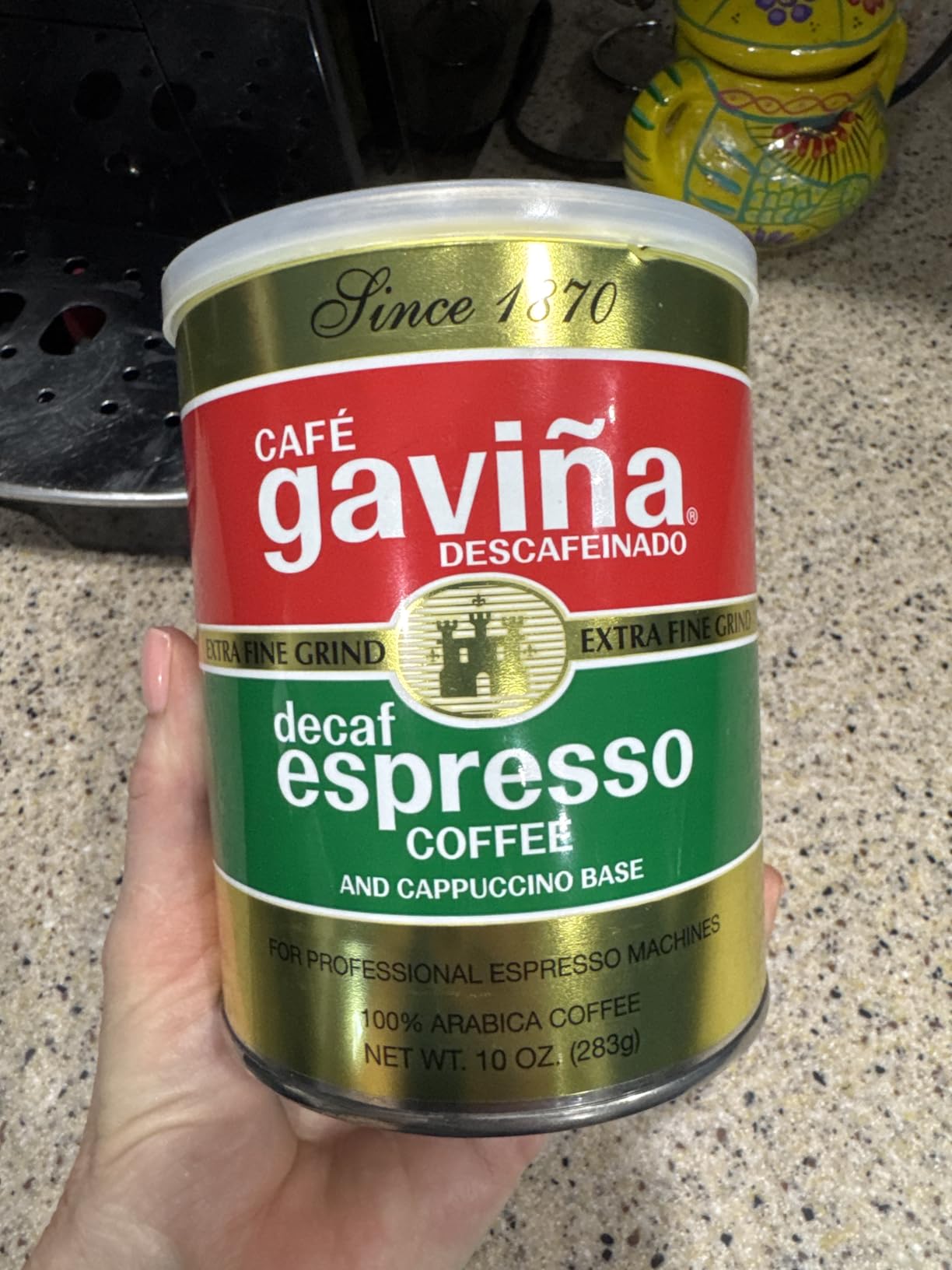 Café Gaviña Decaf Espresso Roast, Extra Fine Ground, 100% Arabica, Dark Roast, 10 oz Can customer photo 1