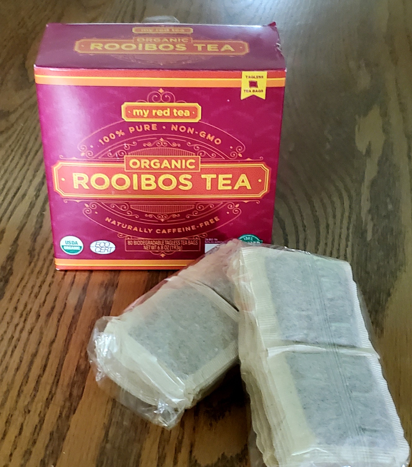 My Red Tea USDA Organic Rooibos Tea 80 Tagless Teabags Single-Origin Farmer-Friendly Caffeine-Free Sustainably Farmed in South Africa Pure & Natural customer photo 2