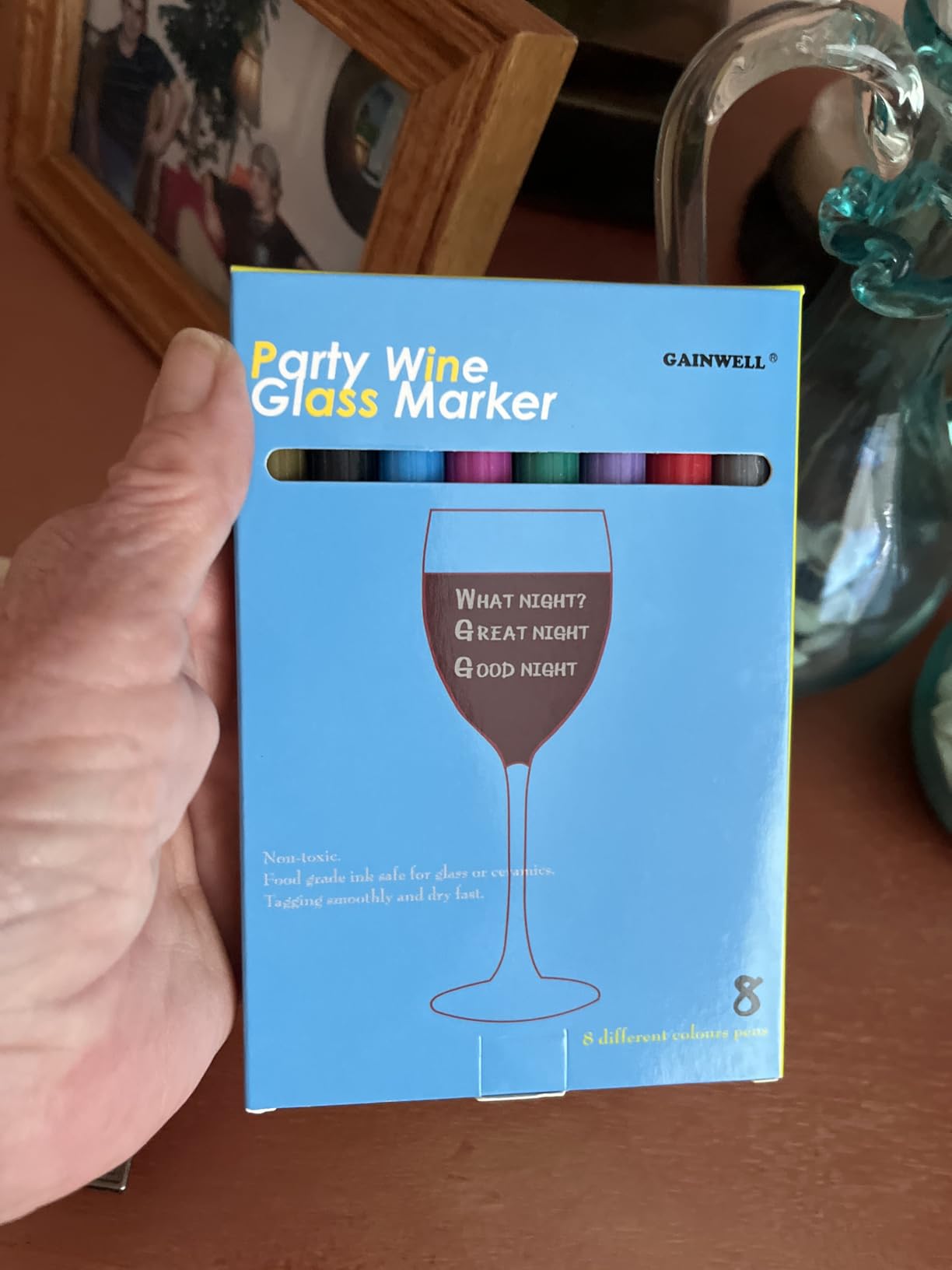 GAINWELL Metallic Wine Glass Markers 8Pcs, Non-Toxic, Food-Safe, Dishwasher-Safe, Wine Glass Marker Pens for Ceramic Plates, Parties & Weddings customer photo 2