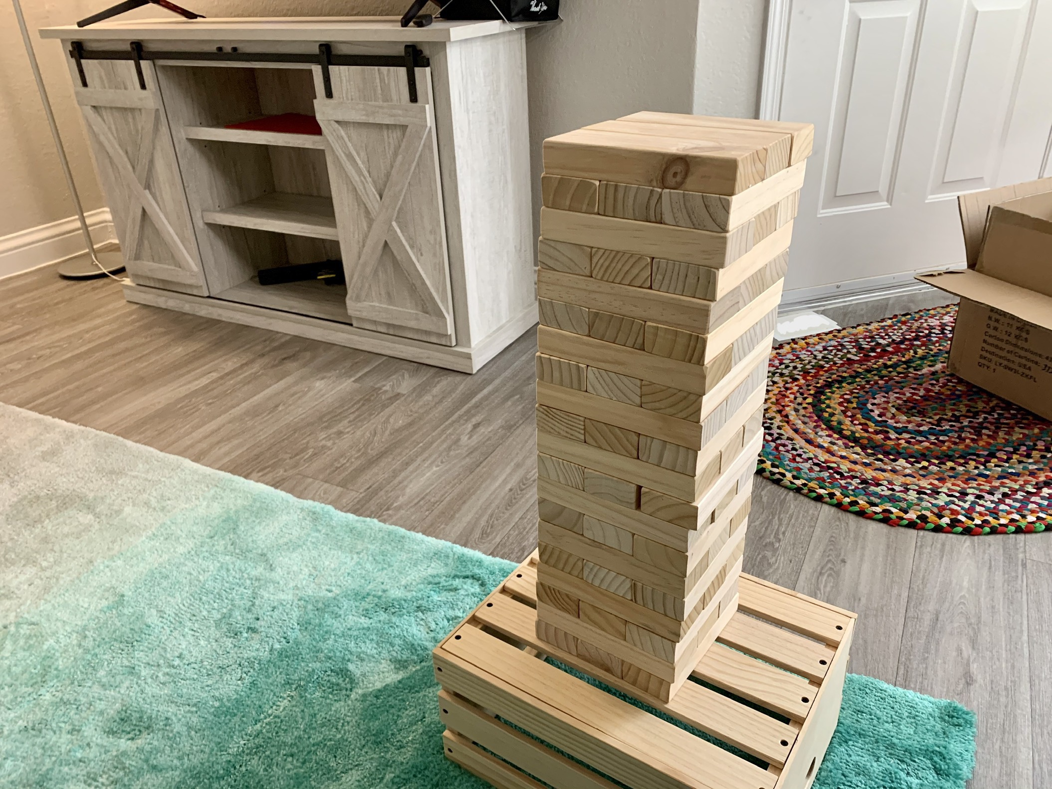 SWOOC Games - Premium Giant Tower Game | 60 Blocks + Storage Crate/Outdoor Table | Stacks up to 5ft | Jumbo Yard Games for Adults and Family | Giant Outdoor Set | Big Backyard Fun | Large Lawn Size customer photo 1