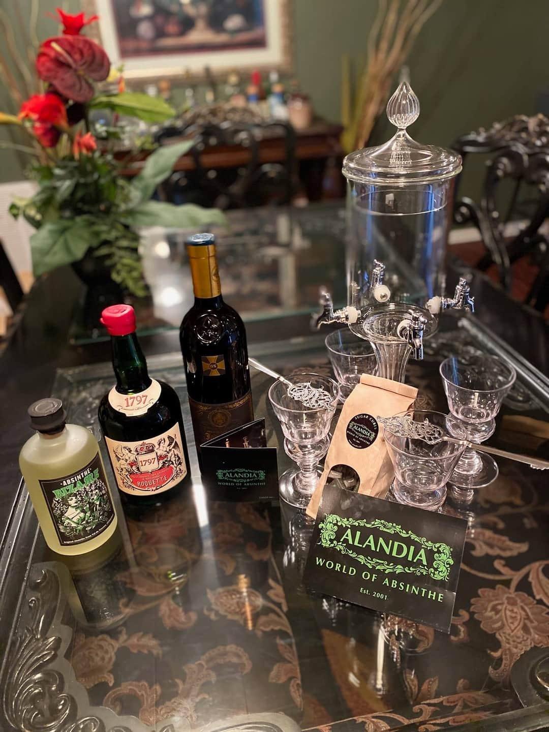 ALANDIA Absinthe Fountain Set Heure Verte: Fountain with 4 Spouts | 4 Glasses | 4 Spoons | Absinthe Sugar Cubes customer photo 1