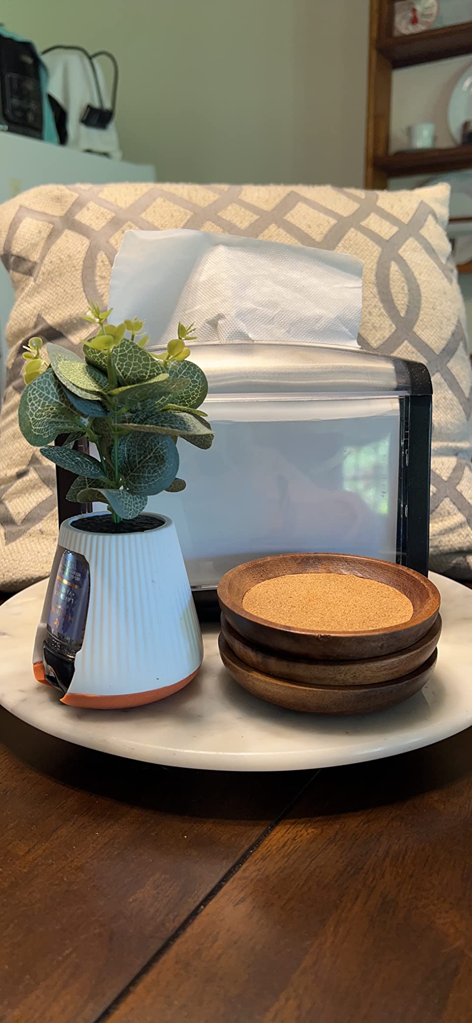Kamenstein 4 Piece Set, Natural Acacia Wood and Cork Stackable Coasters, Set of 4 customer photo 2