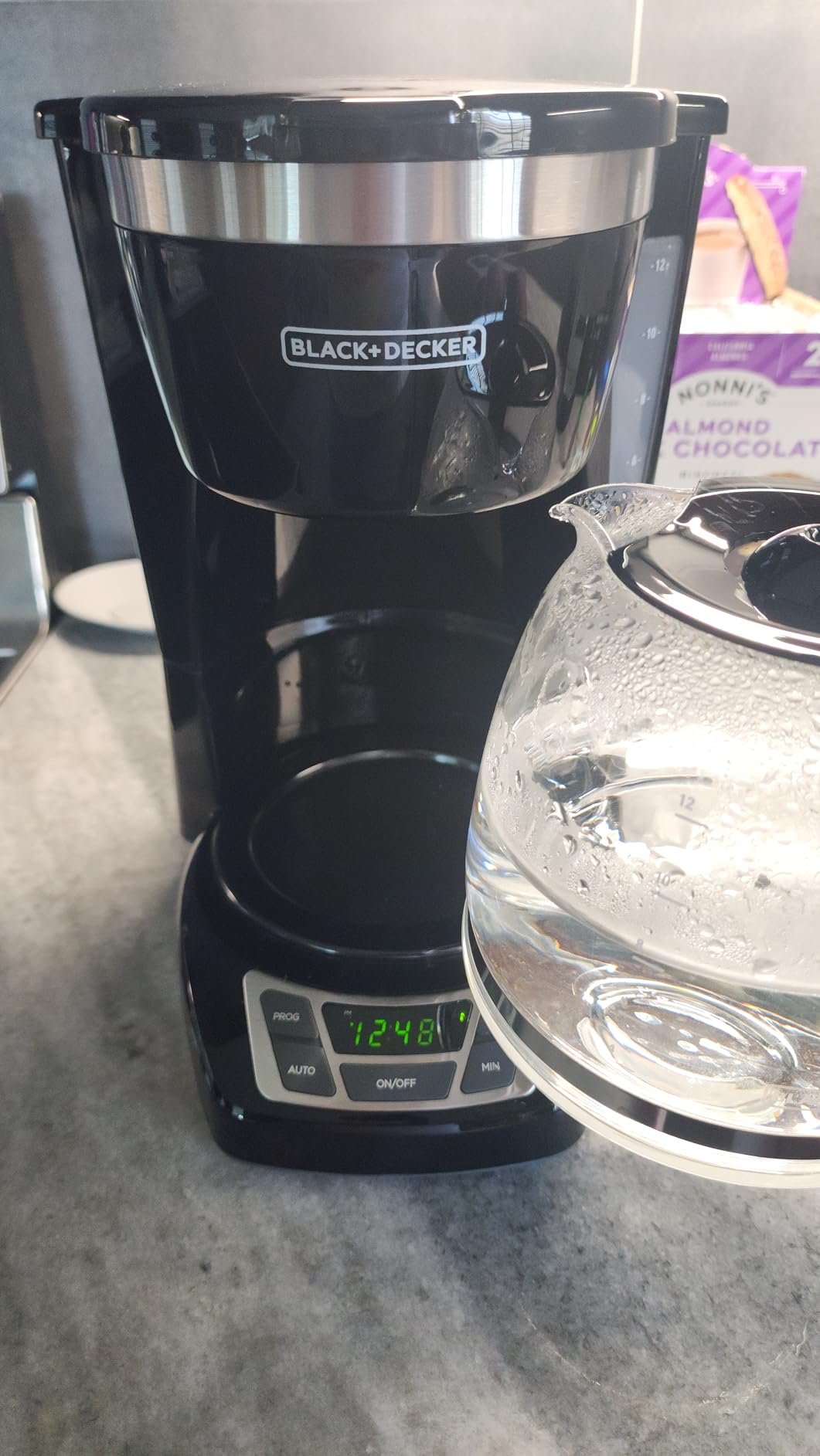 BLACK+DECKER 12-Cup Digital Coffee Maker, Programmable, Washable Basket Filter, Sneak-A-Cup, Auto Brew, Water Window, Keep Hot Plate, Black customer photo 1