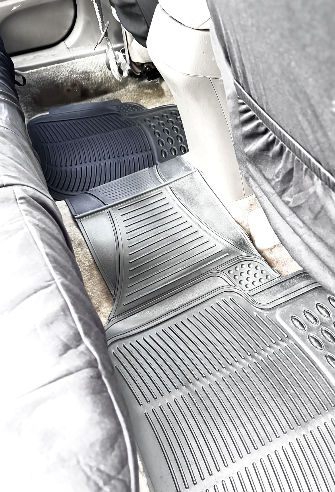 FH Group Automotive Floor Mats Solid ClimaProof for all weather protection Universal Fit Trimmable Heavy Duty fits most Cars, SUVs, and Trucks, 3pc Full Set Black customer photo 1