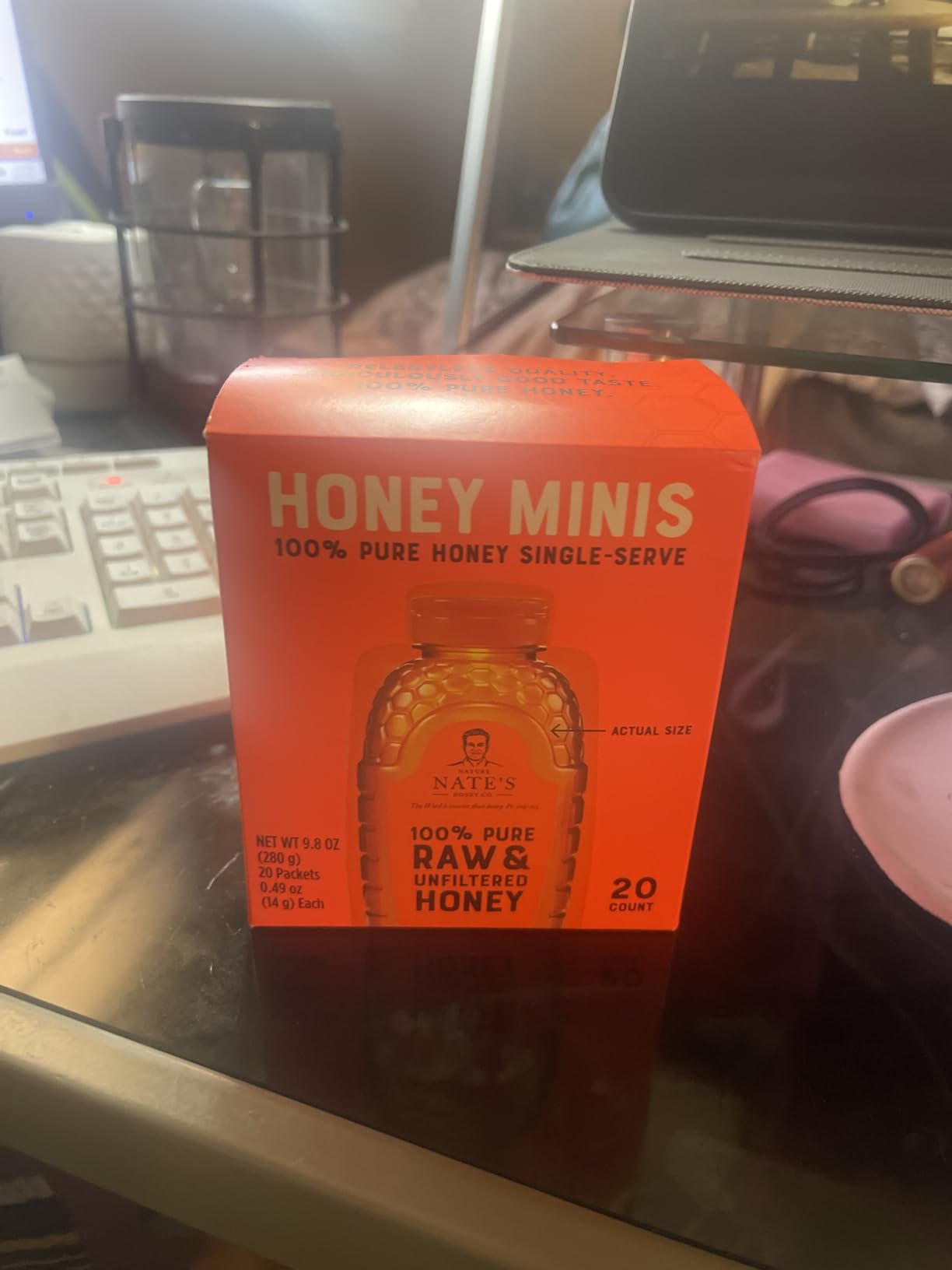 Nate's Honey Minis - Single-Serve 100% Pure, Raw & Unfiltered Honey - 0.49oz Packets, 20ct box customer photo 1