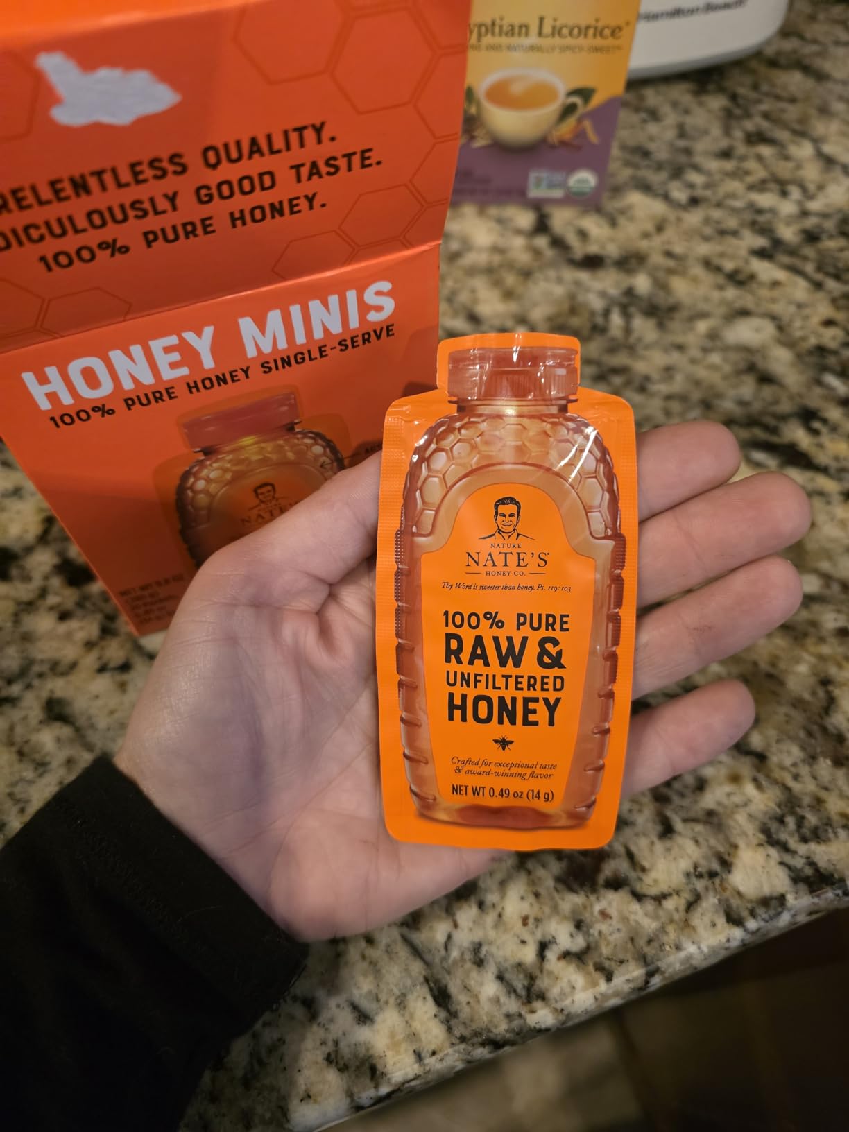 Nate's Honey Minis - Single-Serve 100% Pure, Raw & Unfiltered Honey - 0.49oz Packets, 20ct box customer photo 2
