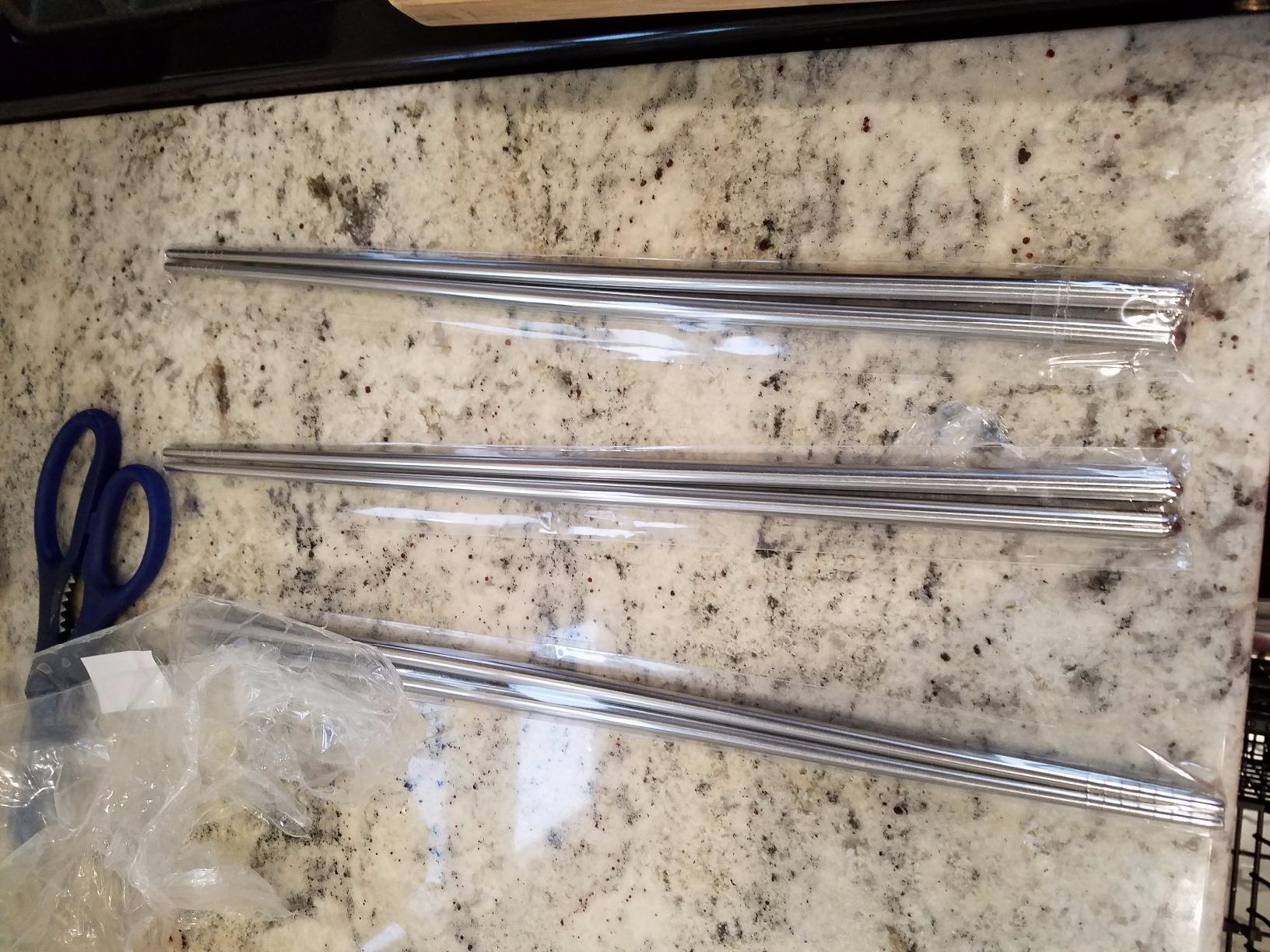 MyLifeUNIT Extra Long 14 Inch Japanese Hot Pot Chopsticks, Stainless Steel Cooking Frying Noodle Chopsticks (3 Pairs Set) customer photo 1