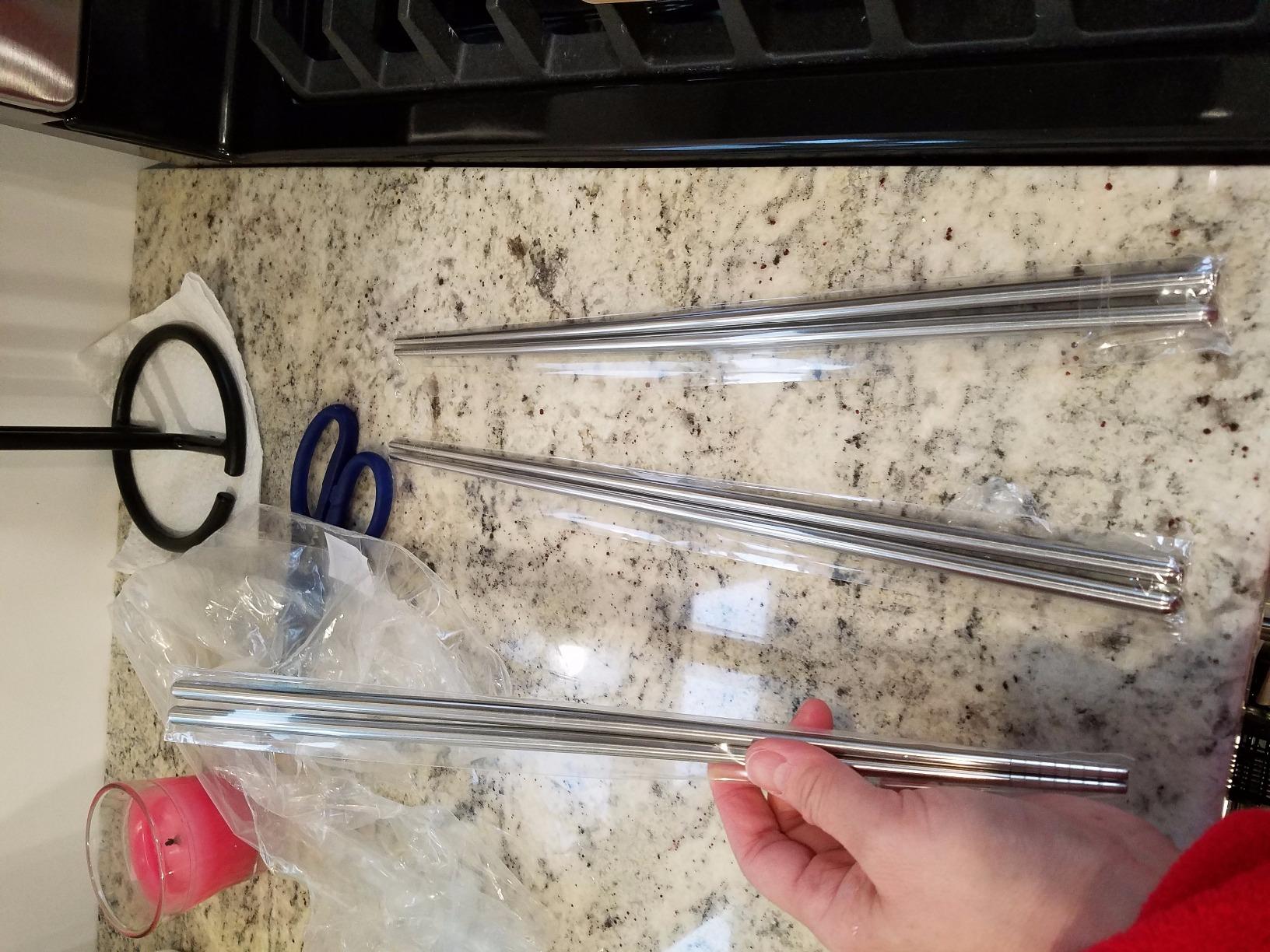 MyLifeUNIT Extra Long 14 Inch Japanese Hot Pot Chopsticks, Stainless Steel Cooking Frying Noodle Chopsticks (3 Pairs Set) customer photo 2