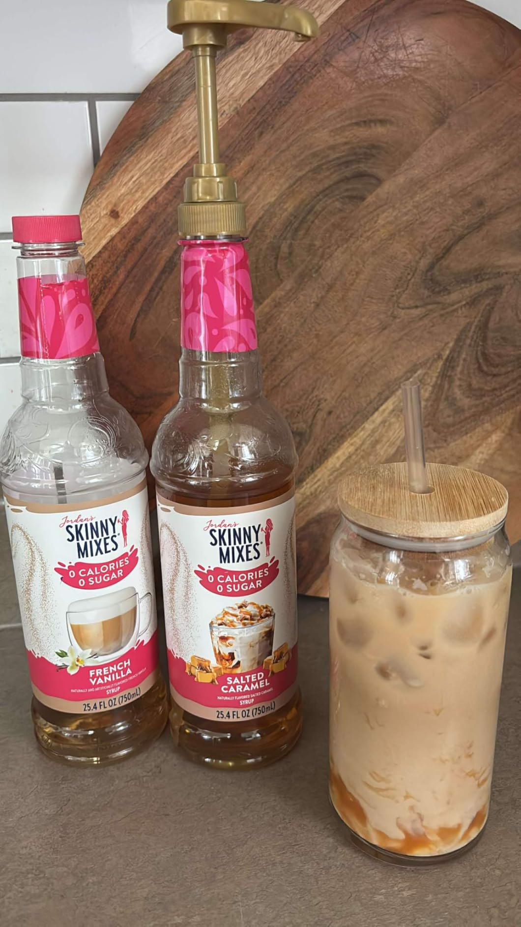Jordan's Skinny Mixes Sugar Free Coffee Syrup, Salted Caramel Coffee Flavoring Syrup, Zero Calorie Drink Mix, Lattes, Baking, Protein Shake or Cocktail, Dairy & Gluten Free, Kosher, 25.4 Fl Oz customer photo 1