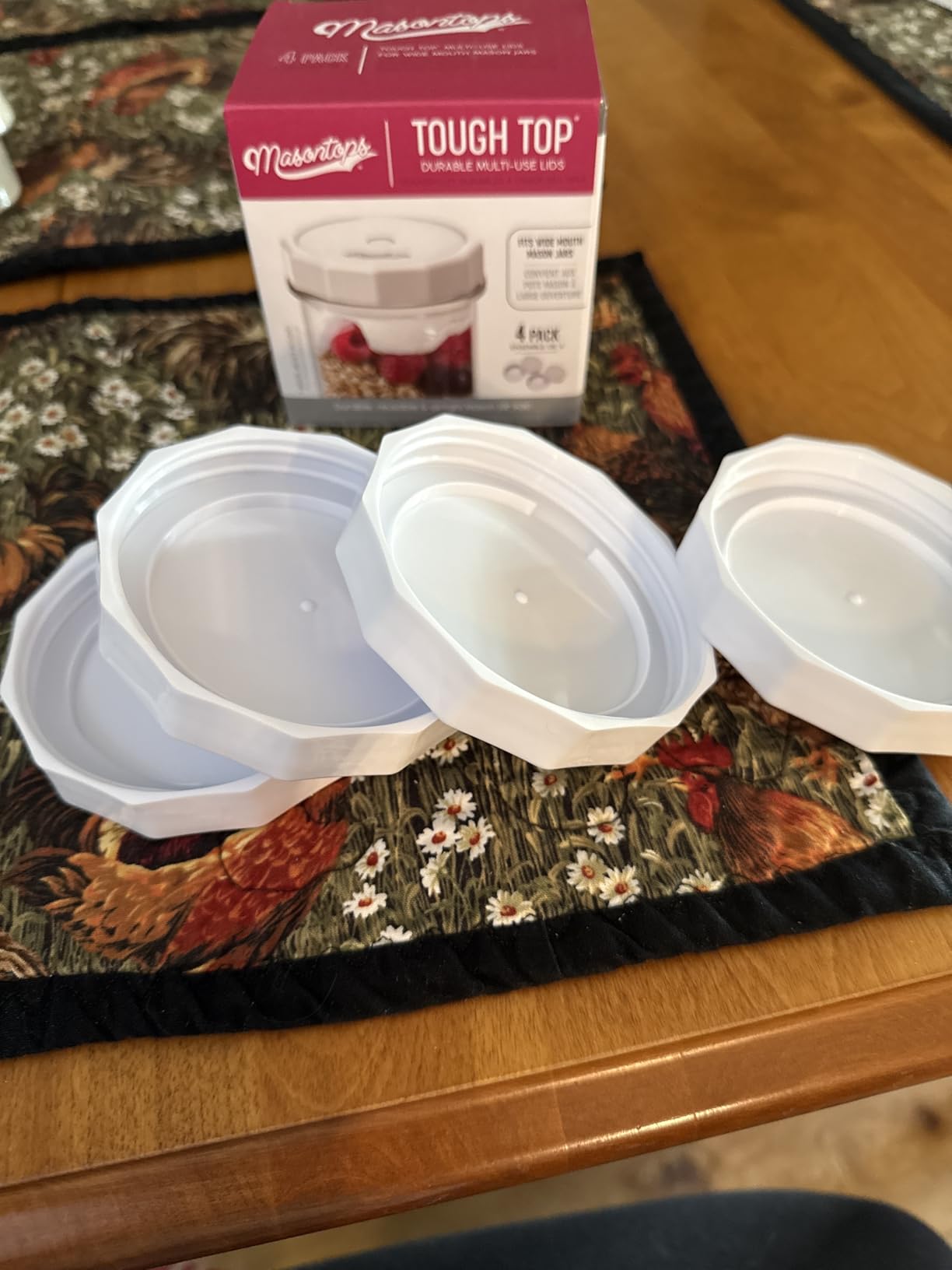 Masontops Tough Tops - Ball Wide Mouth Mason Jar Lids Plastic Leakproof - BPA-Free White Plastic Mason Jar Lids - Reusable Dry Canning Lids customer photo 1