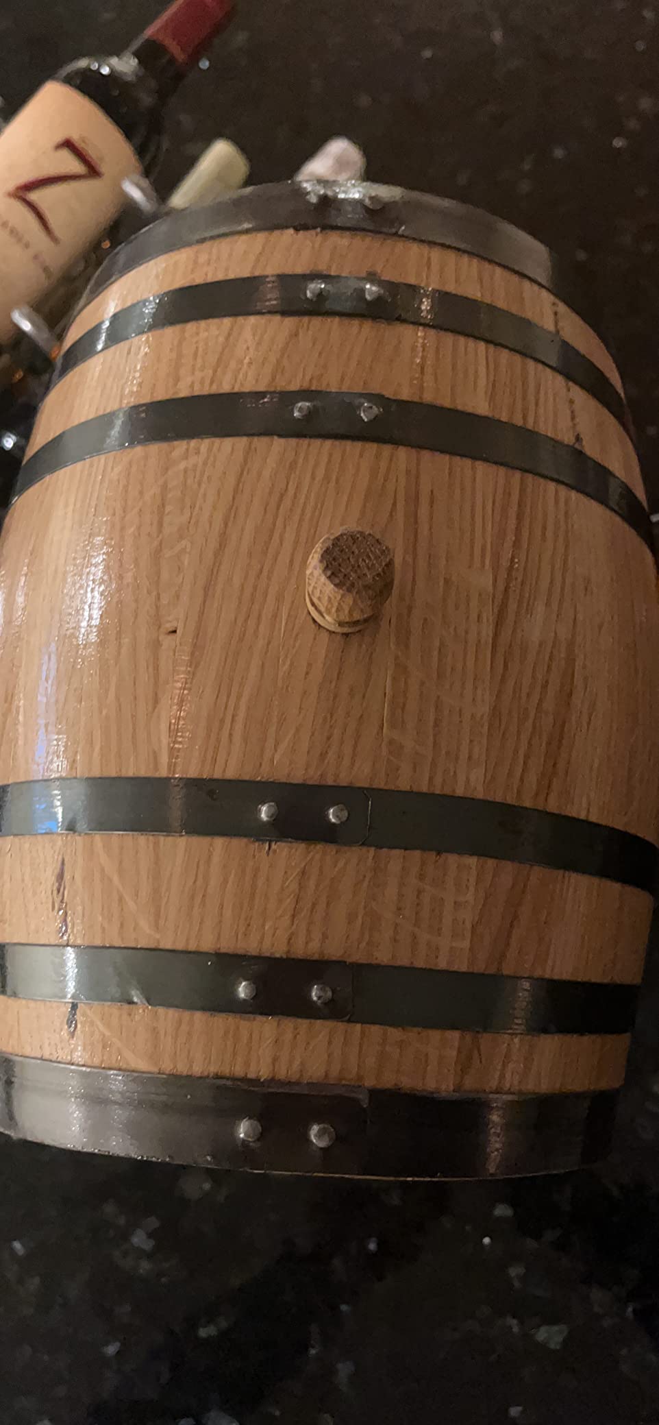 3 Liter Whiskey Aging Barrel with Wood Stand, Bung and Spigot - 3L Mini Charred Oak Barrels for Aging Whiskey, Bourbon, Cocktails and More! Laser Engraved Whiskey Barrel Design (B511) customer photo 1