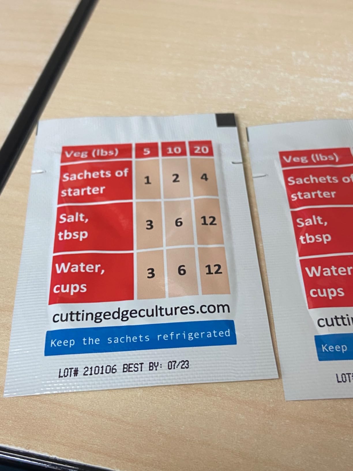 Cutting Edge Cultures Vegetable Starter Culture, 2 Pouches, 4g customer photo 1
