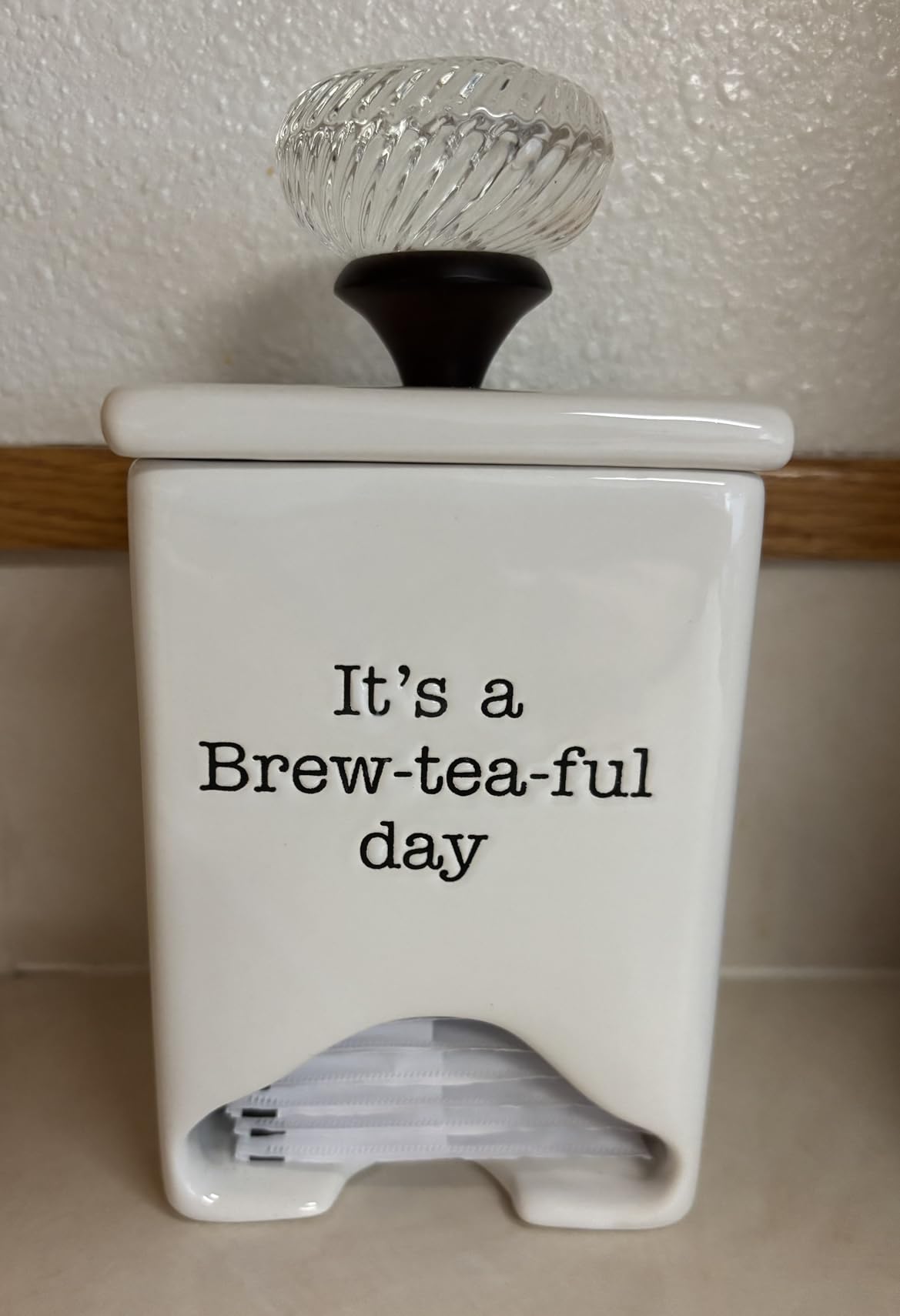 Mud Pie FBA_ Ceramic Tea Bag Caddy, White customer photo 1