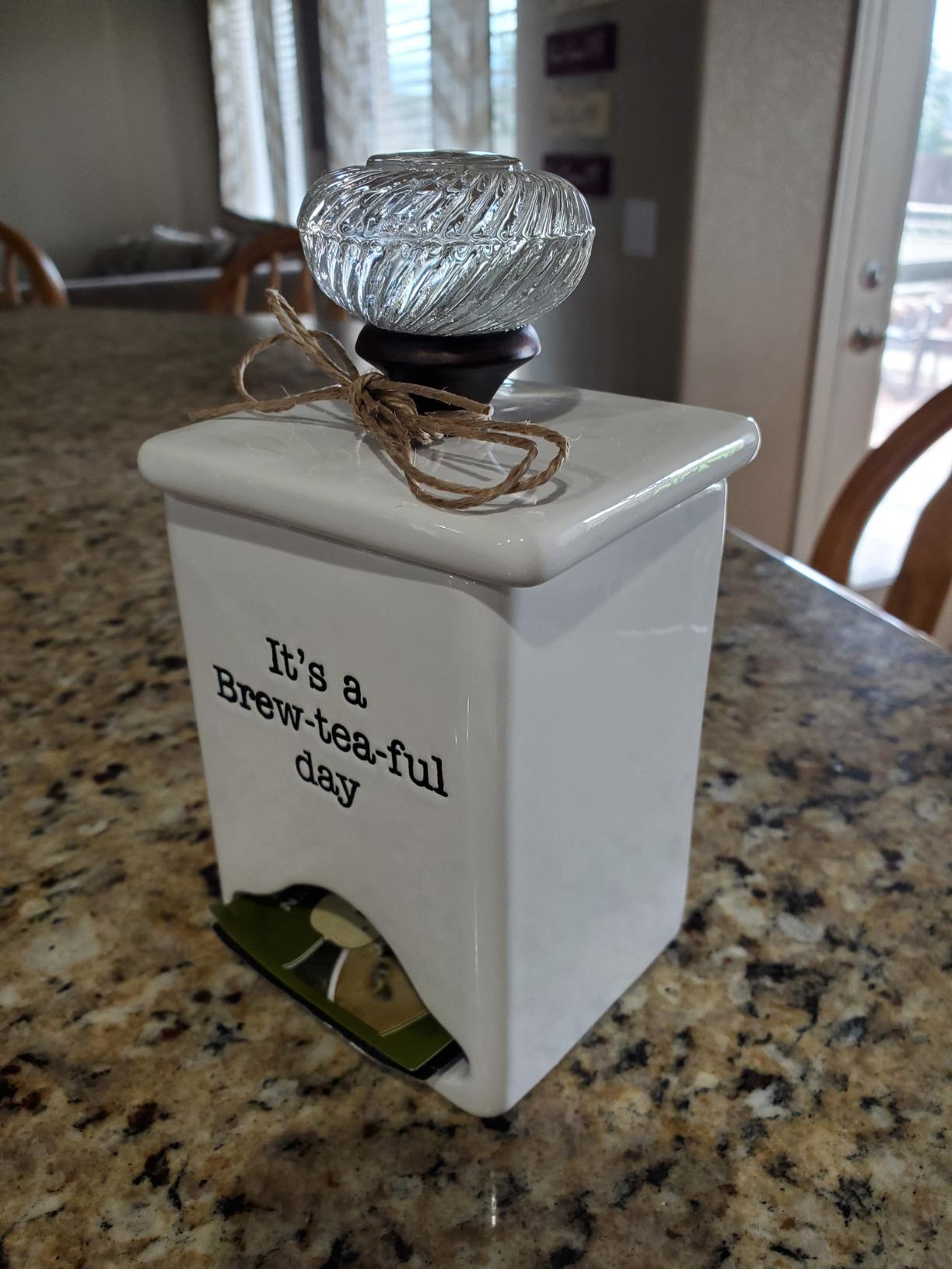 Mud Pie FBA_ Ceramic Tea Bag Caddy, White customer photo 2