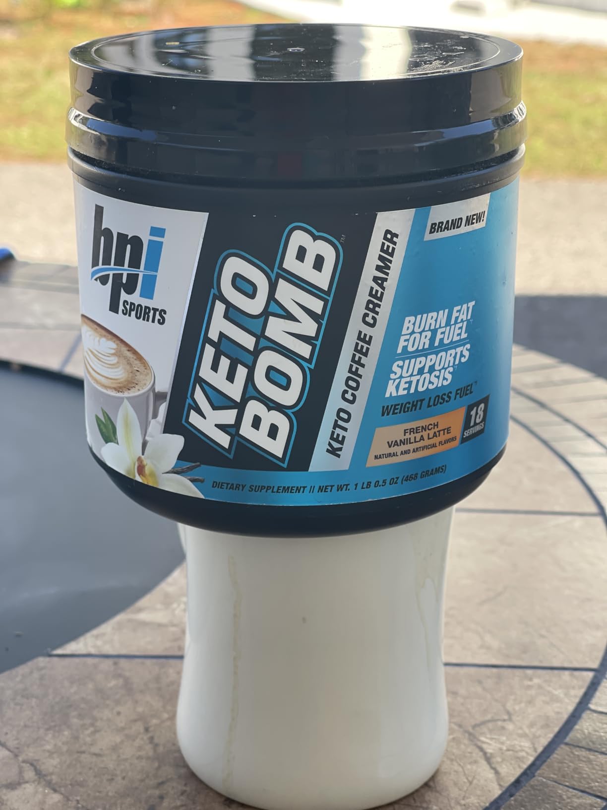 BPI Sports Keto Bomb Coffee Creamer - Supports Energy and Hydration - MCT and Electrolytes - with Calcium - Caramel Macchiato, 18 Servings customer photo 1