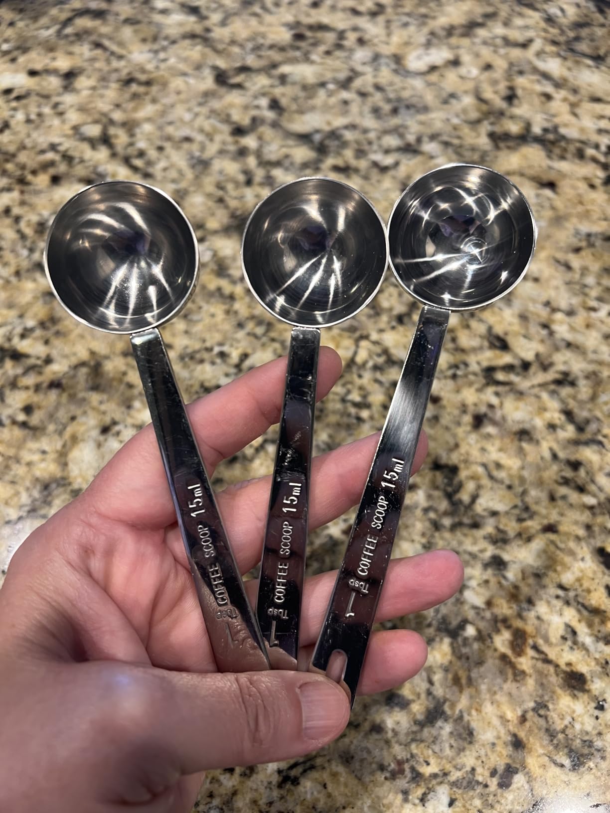 Jasni Stainless Steel 1 Tablespoon Measuring Coffee Scoop Spoon, Set of 3 customer photo 2