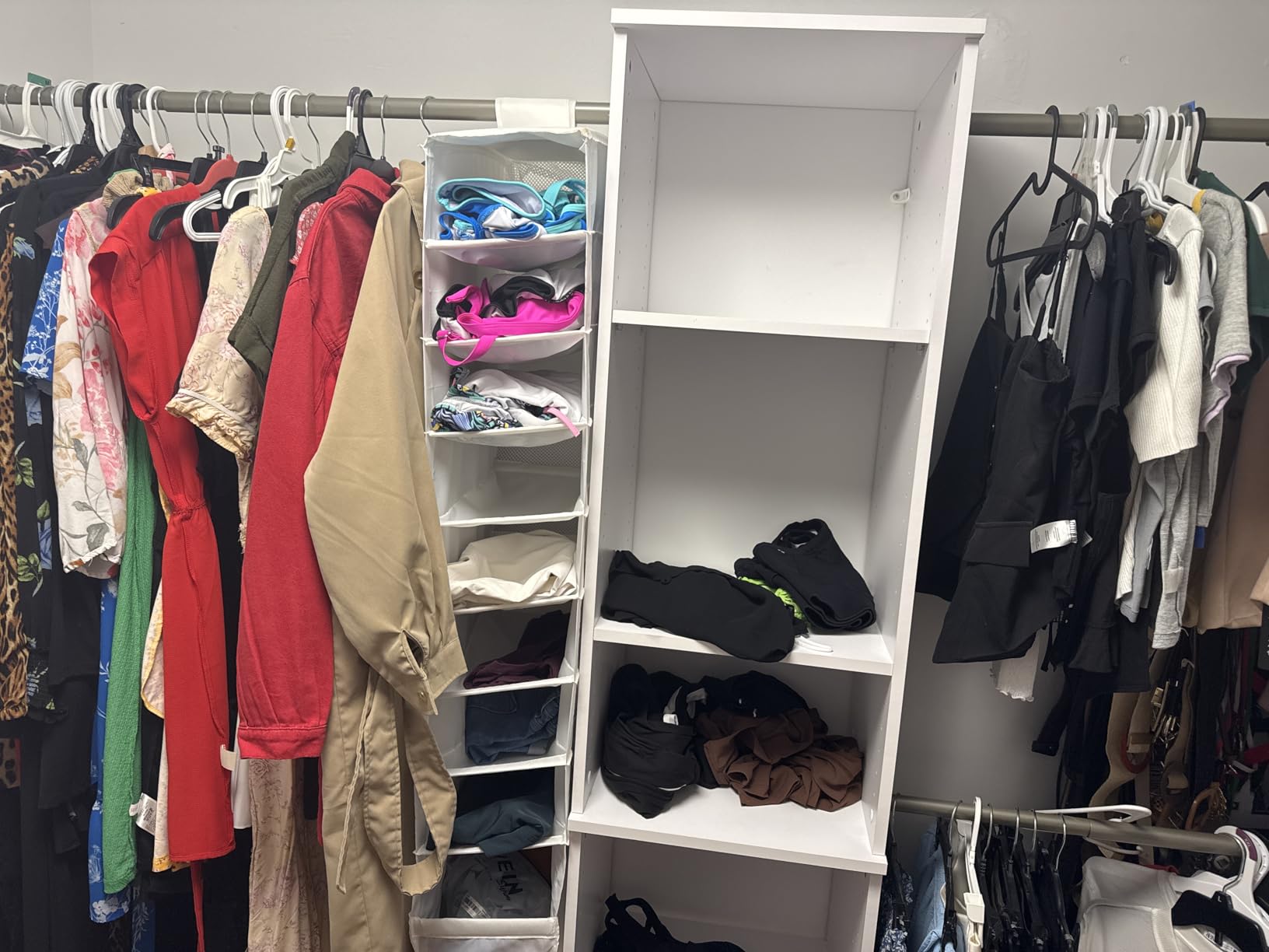 ClosetMaid SuiteSymphony Small Closet Organizer Starter Kit with Tower and 3 Hang Rods, Shelves, Adjustable, Customizable Wardrobe Organizer System, Reach-In or Walk-In Closets, Pure White customer photo 2