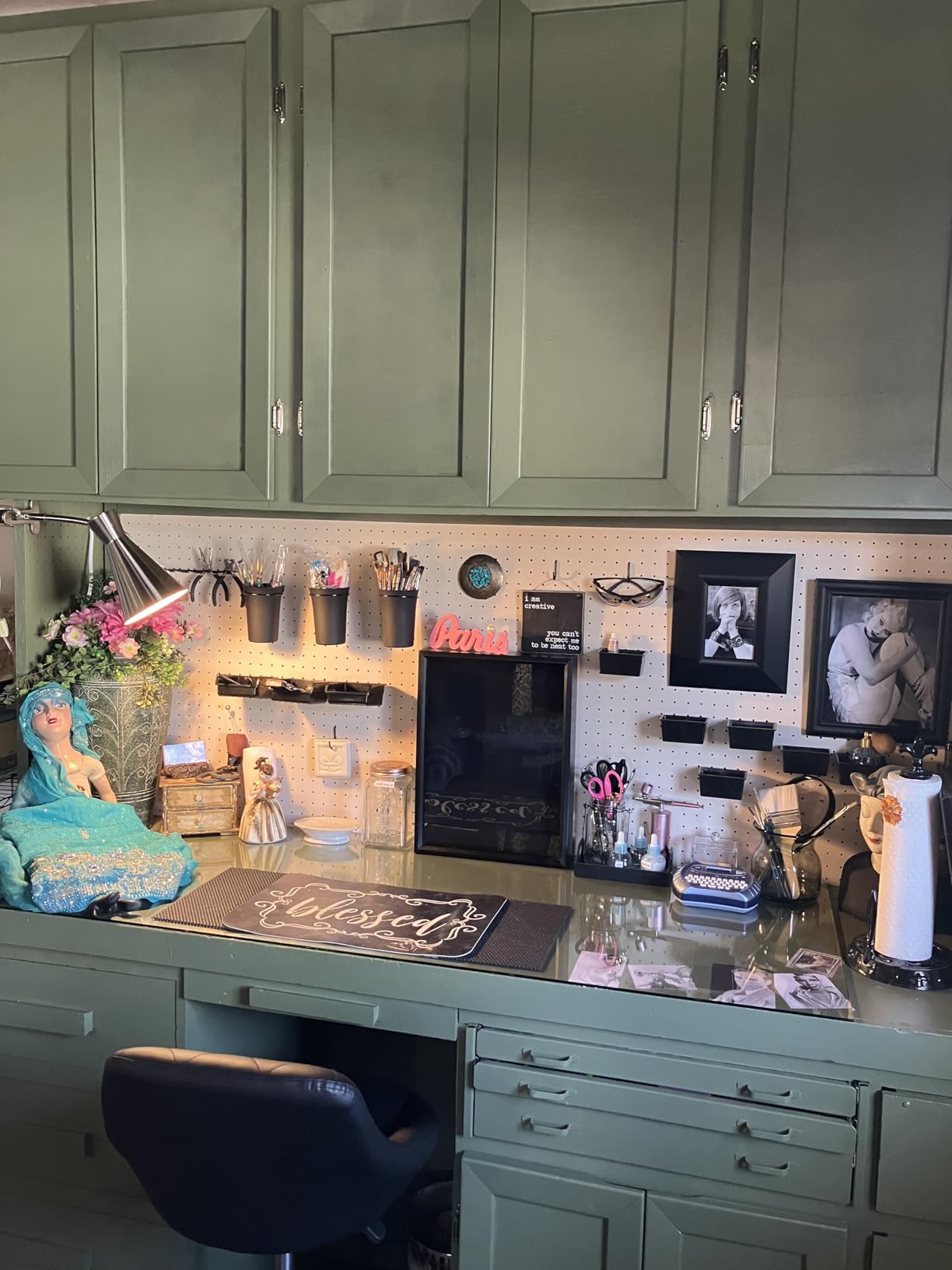 ALL-IN-ONE Paint by Heirloom Traditions, Iron Gate (Black), Quart - Durable cabinet and furniture paint. Built in primer and top coat, no sanding needed. Includes our 30 featured color card. customer photo 1