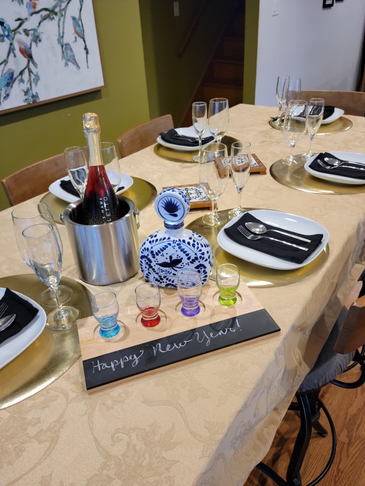 Deco Wine Tasting Flight Sampler Board - Set Includes Four 6 oz Decanter Glasses & Wood Paddle Chalkboard - Great for Charcuterie Boards, Wine Taste Testing, Date Nights customer photo 2