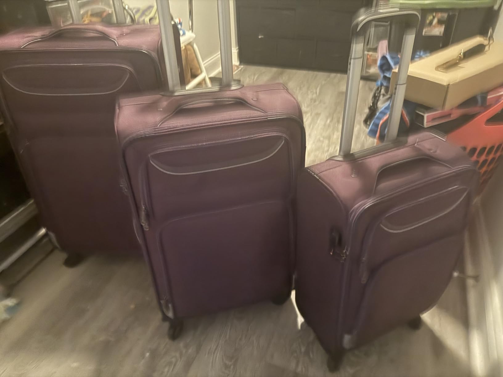 Luggage 4 Piece Set Suitcase Spinner TSA Lock Softshell lightweight (blue+sliver) customer photo 1