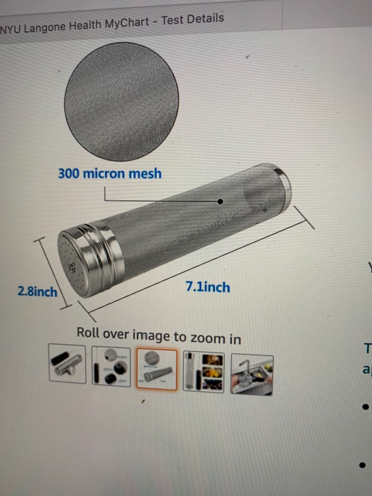 Beer Dry Hopper Filter, 300 Micron Filter Stainless Steel Mesh Cornelius Keg for Home Beer Brewing Kettle (2.8 x 11.8 inch) customer photo 2