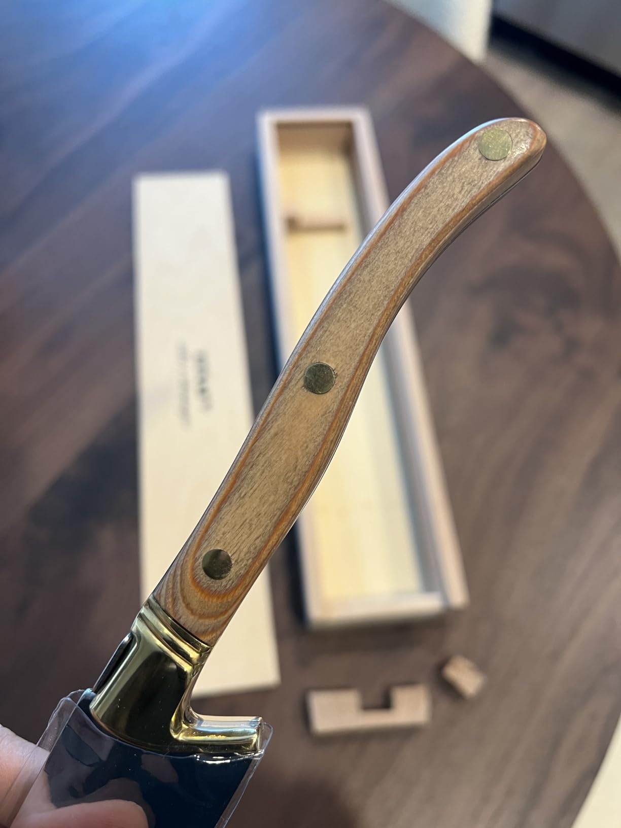 Resafy Champagne Saber With Wooden Box Sparkling Wine Opener Champagne Knife Sword Opener (Brown wood) customer photo 1