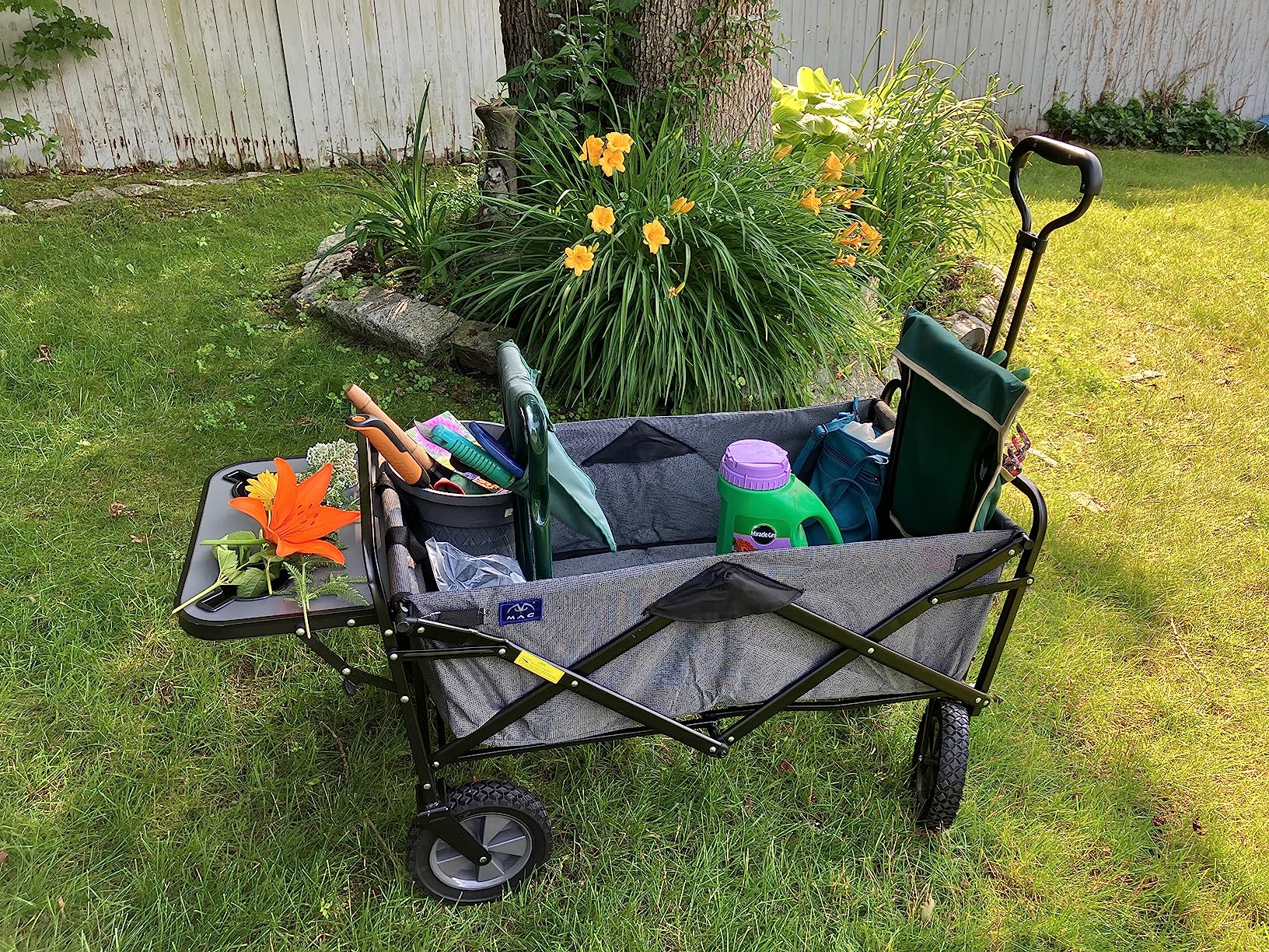 Mac Sports Collapsible Outdoor Utility Wagon with Folding Table and Drink Holders, Gray customer photo 1