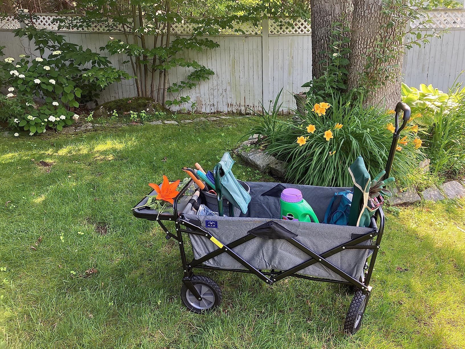 Mac Sports Collapsible Outdoor Utility Wagon with Folding Table and Drink Holders, Gray customer photo 2