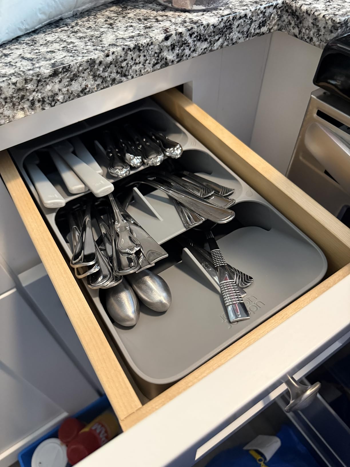 Joseph Joseph DrawerStore Compact Utensil Organizer For Kitchen Drawer Silverware, Flatware Tray, Small, Grey customer photo 1