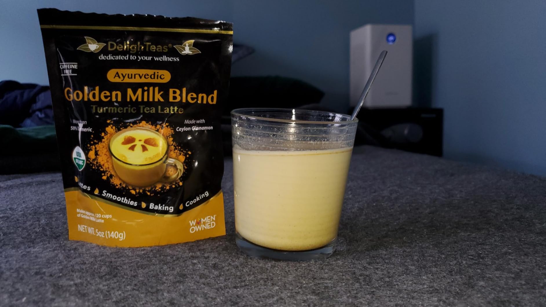 DelighTeas Organic Golden Milk Powder with Turmeric, Ginger, Ceylon Cinnamon | Ayurvedic Spices for Golden Turmeric Latte | Unsweetened, Vegan, Non-GMO, Keto | 120 Servings, 5 oz. customer photo 2