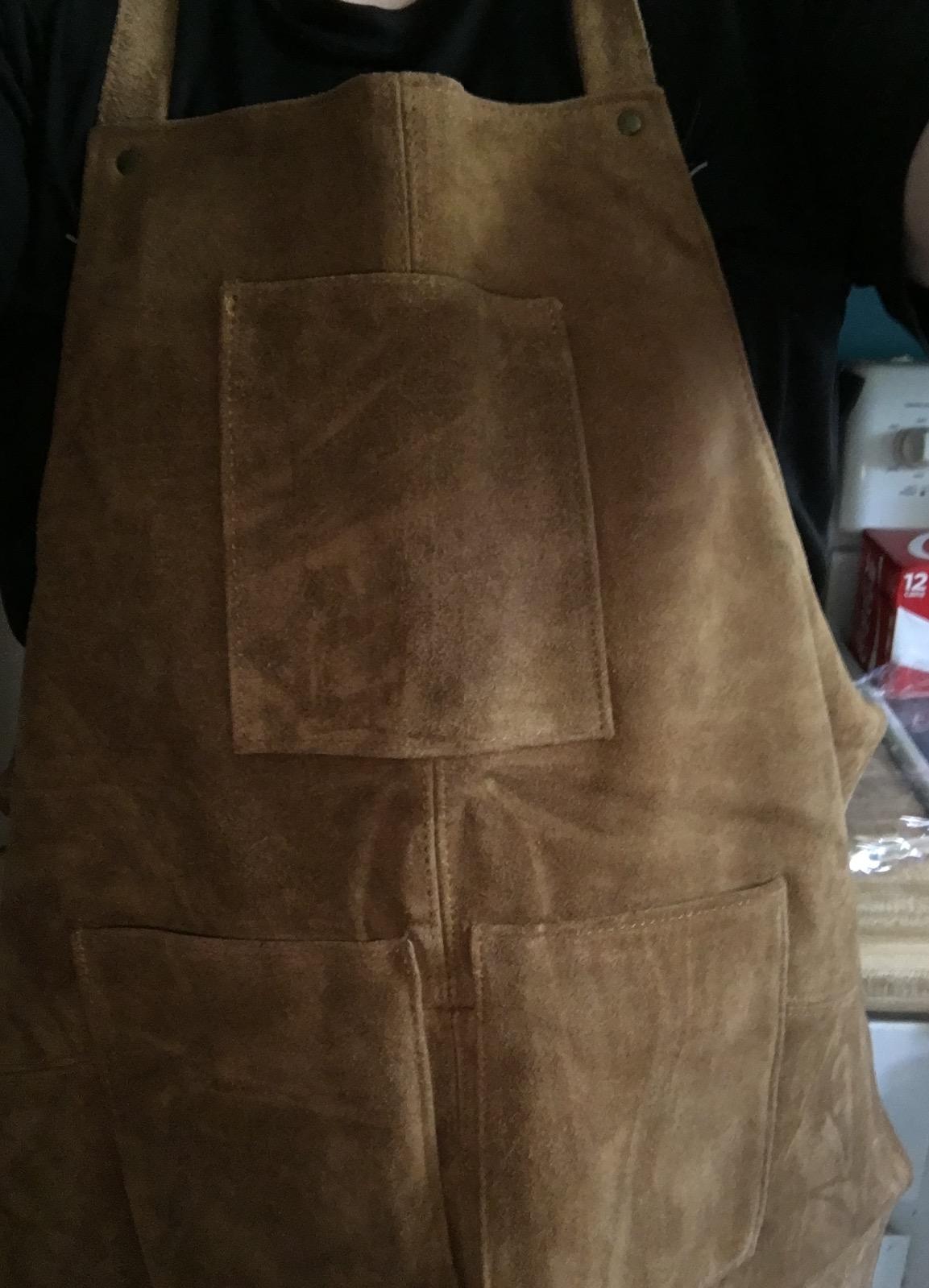 RUSTIC TOWN Leather Grill Work Apron with Tool Pockets ~ Adjustable up to XXL for Men & Women ~ Leather Tool Apron customer photo 2