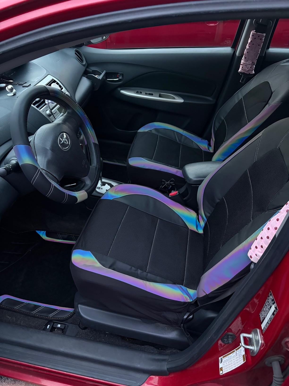 CAR PASS Universal Leather Two Front Seat Covers, Sport seat Covers fits Most Cars, SUVs, Trucks, and Vans Airbag Compatible (Black and Black) customer photo 1