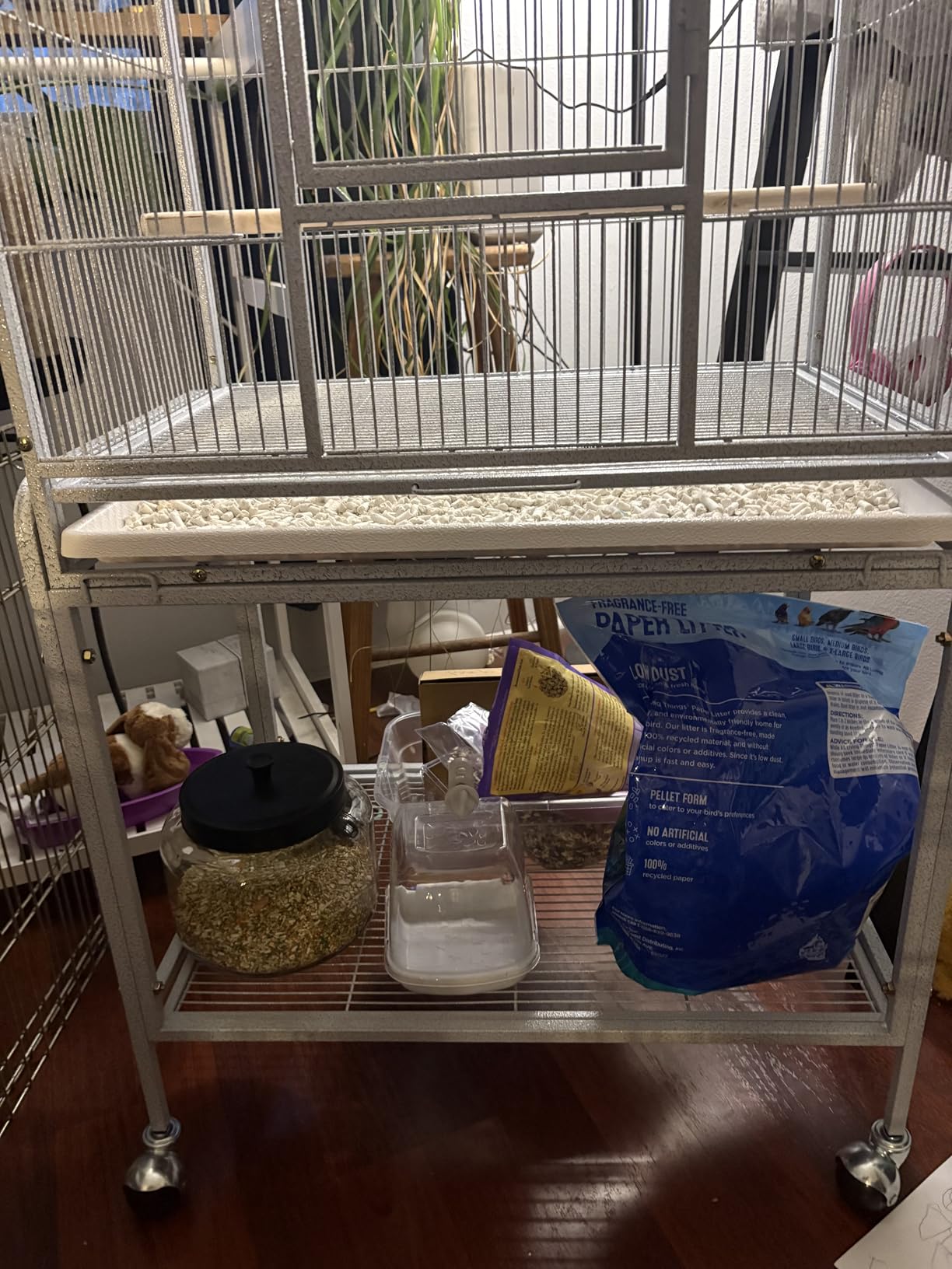 ZENY 53-Inch Bird Flight Cage, Wrought Iron Standing Large with Rolling Stand for Cockatiels Pet Parrot Parakeet Lovebird Canary Finch (Black) customer photo 2