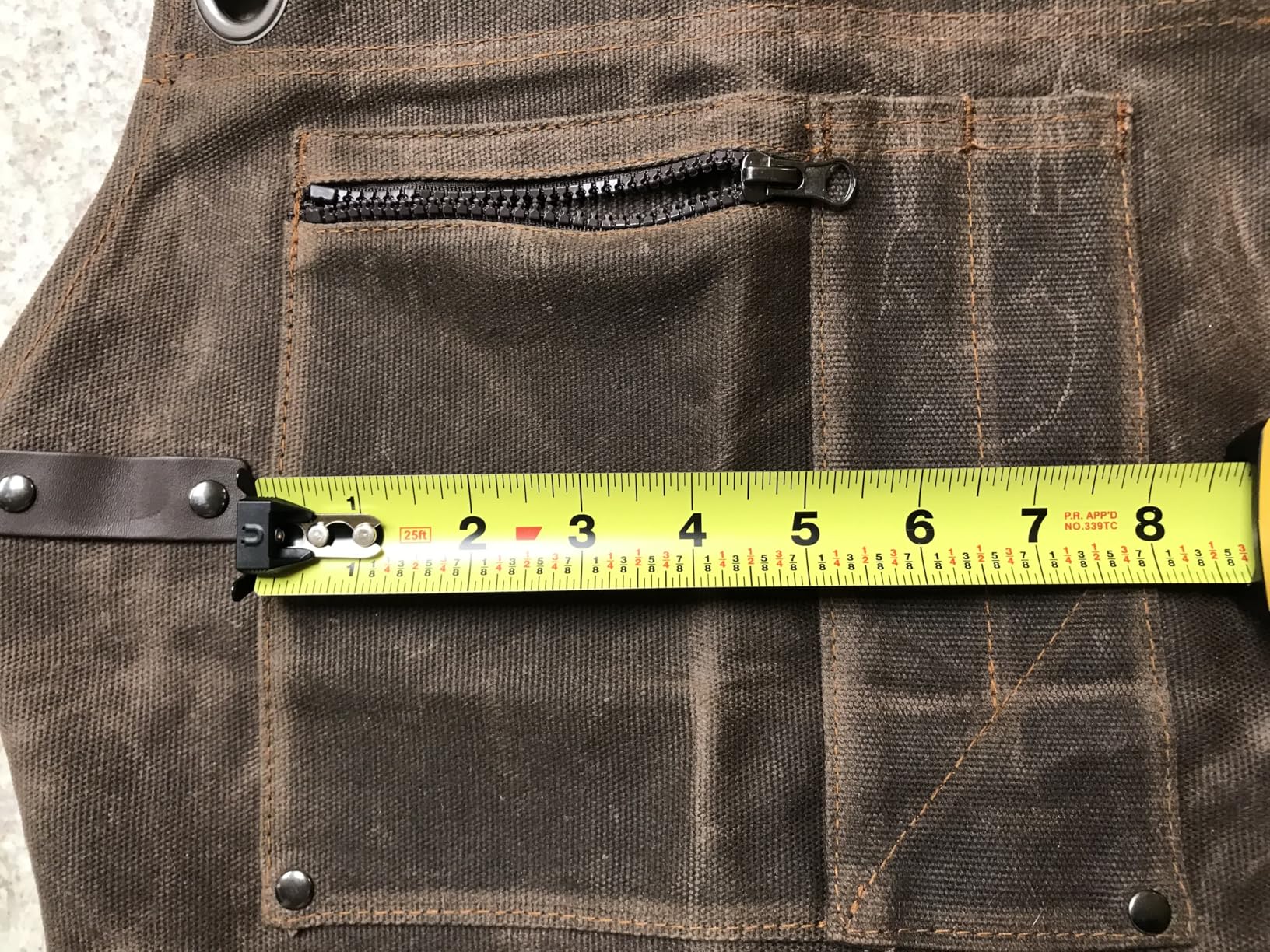 ecoZen 16oz Waxed Canvas Work Apron with Tape Holder - 27 x 34 inches Shop Apron with Elastic Back Strap and Front Pockets, Fully Adjustable, Tough Protection for Men - Brown customer photo 1