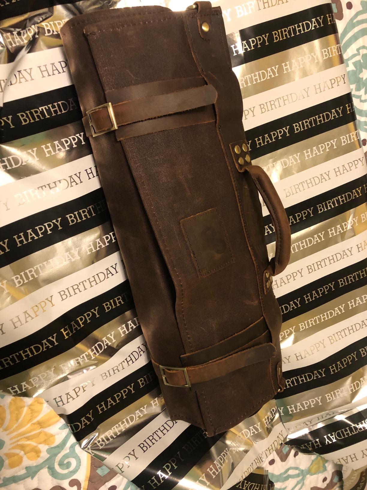 EVERPRIDE Waxed Canvas and Leather Chef Knife Roll Bag - Chef Bag Holds 10 Knives up to 15