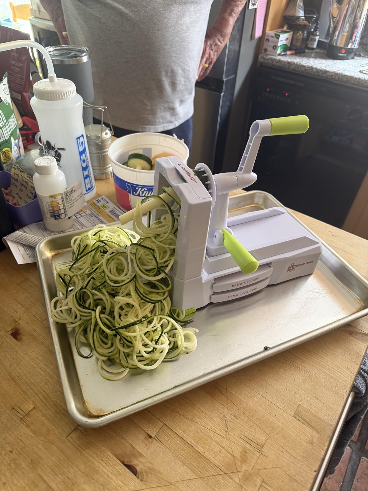 Brieftons 7-Blade Vegetable Spiralizer: Zucchini Spiral Slicer & Veggie Noodle Maker, Japanese Steel Blades, Catch Container, Strong Suction Cup, Blade Caddy, 4 eBooks | Low Carb, Vegan, Gluten-Free customer photo 1