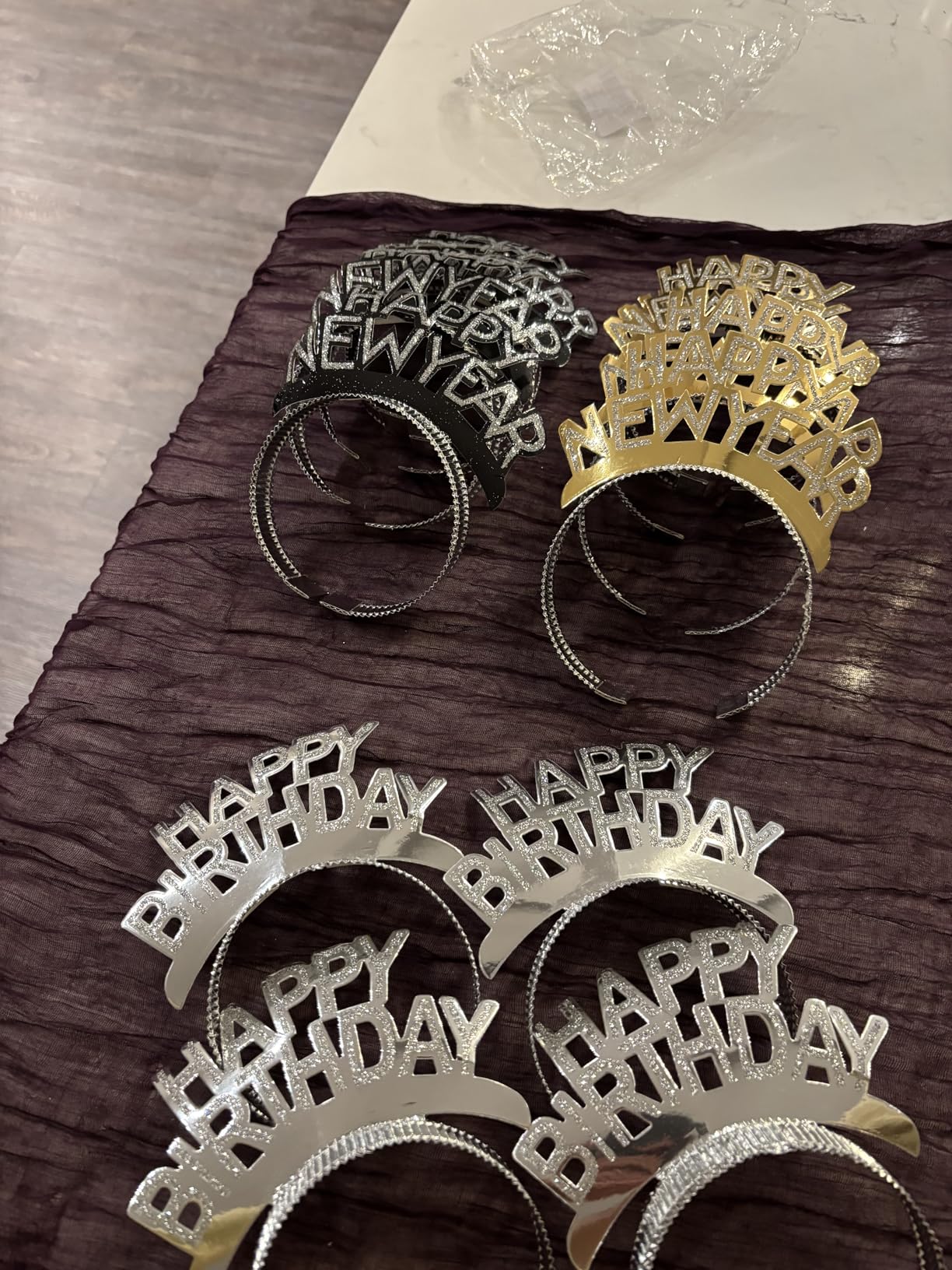 BinaryABC Happy New Year Headband Tiara,New Years Party Favor,New Years Eve Party Decorations 12Pcs customer photo 1